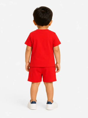 BloomUp Bright Red Baby Co-ord Top & Pant Set for Infants