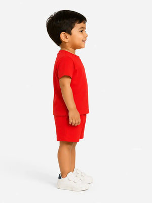 BloomUp Bright Red Baby Co-ord Top & Pant Set for Infants