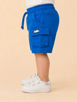 BloomUp Royal Blue Cargo Shorts for Boys – Soft Cotton Casual Utility Summer Wear
