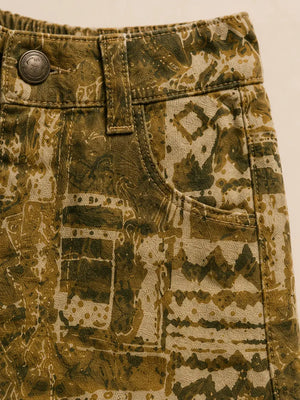 BloomUp Girls Abstract Print Olive Green Casual Summer Shorts for Kids