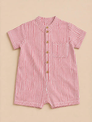 BloomUp Red & White Stripe Baby Romper Onesie for Infants (0–24M)