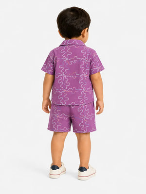 BloomUp Mulberry Embroidered Co-ord Set for Boys – Soft Cotton Casual Summer Outfit