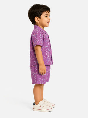 BloomUp Mulberry Embroidered Co-ord Set for Boys – Soft Cotton Casual Summer Outfit