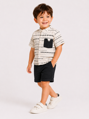 Boys Striped Short Sleeved Shirt Soft Cotton Clothing Set BloomUp
