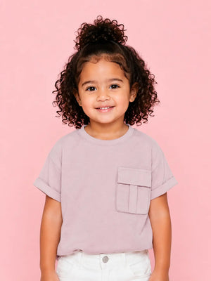 BloomUp Dusty Rose Pocket Detail Top for Girls – Soft Cotton Casual Summer Wear