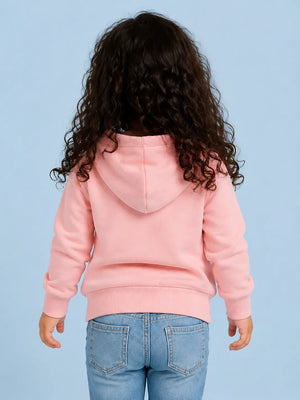 BloomUp Pink “Smile” Graphic Hoodie for Kids – Soft Cotton Winter Wear Pullover Sweatshirt