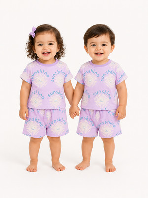 Kids Lavender Printed Shirt And Soft Cotton Clothing Set for BloomUp