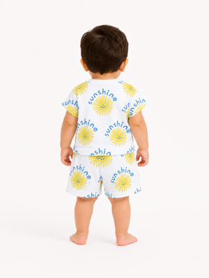Kids White Lemon Printed Sleeveless Soft Cotton Clothing Set for BloomUp