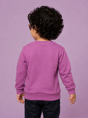 BloomUp Mauve Pink Animal Face Graphic Sweatshirt for Kids – Soft Fleece Winter Wear Pullover