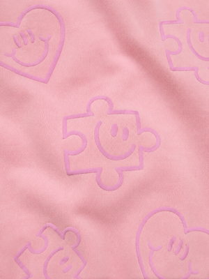Pink All-Over Printed Sweatshirt for Girls – Soft Cotton Fleece Winter Pullover BloomUp