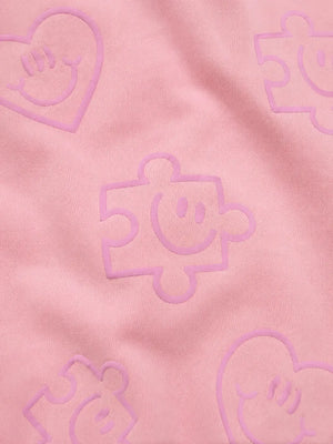 BloomUp Pink All-Over Printed Sweatshirt for Girls – Soft Cotton Fleece Winter Pullover