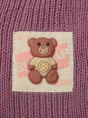 Dusty Mauve Knitted Hooded Cardigan for Baby Girls – Soft Winter Button-Down Sweater BloomUp