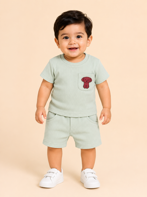Stylish Green Comfort Fit Boys Soft Cotton Clothing Set BloomUp