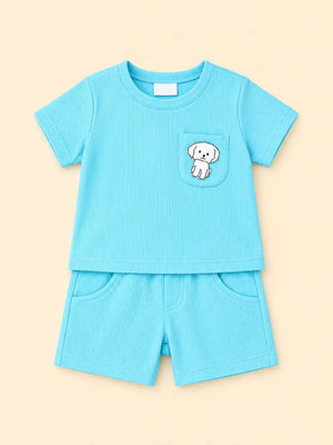 BloomUp Blue Unisex Co-ord Set for Kids – Soft Cotton Casual Summer Outfit