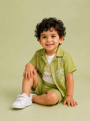 Boys Green Soft Cotton Sets Casual Fashion Kids Wear BloomUp