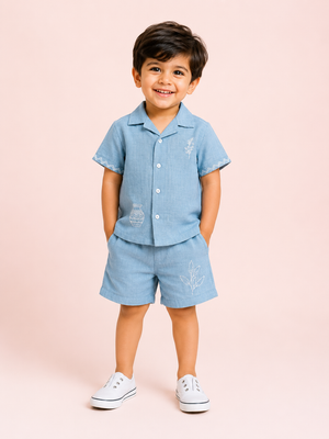 Blue Premium Casual Boys Soft Cotton Clothing Set BloomUp