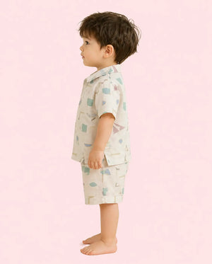 Boys Cotton Printed Shirt & Shorts Set – Soft Summer Co-ord Outfit Bloomup