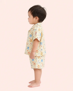 Boys Cartoon Bear Printed Co-ord Set – Soft Cotton Half Sleeve Shirt & Shorts for Toddlers Bloomup