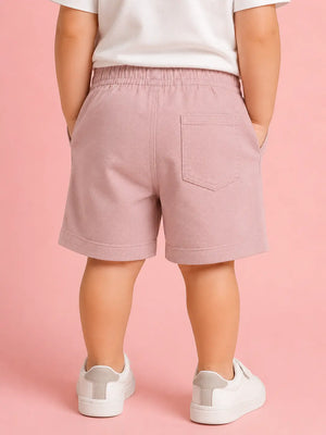 BloomUp Dusty Pink Premium Casual Shorts for Boys – Soft Cotton Drawstring Summer Wear
