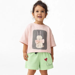 Spark Kids White Cotton Shorts with Bird Print | Soft Drawstring Summer Shorts for Boys & Girls | Lightweight Casual Kids Wear Spark