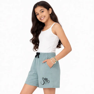 Spark Kids Black Daisy Cotton Shorts | Soft Drawstring Summer Shorts for Boys & Girls | Comfortable Casual Kids Wear Spark