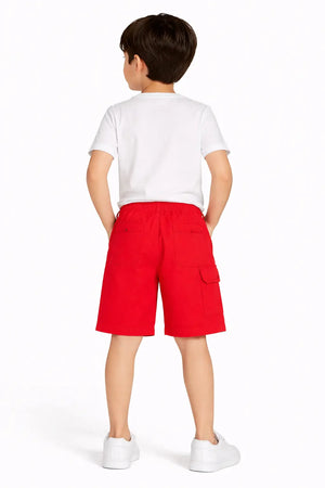 Spark Boys Enjoy The Ride Car Print Shorts – Red Kids Casual Cotton Cargo Shorts Spark