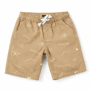 Spark Boys Dinosaur Roar Print Cotton Shorts – Maroon Kids Casual Summer Drawstring Shorts Spark