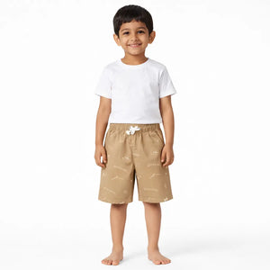 Spark Boys Dinosaur Roar Print Cotton Shorts – Maroon Kids Casual Summer Drawstring Shorts Spark