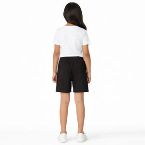 Spark Kids Black Daisy Cotton Shorts | Soft Drawstring Summer Shorts for Boys & Girls | Comfortable Casual Kids Wear Spark