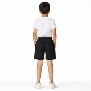Spark Kids Black Daisy Cotton Shorts | Soft Drawstring Summer Shorts for Boys & Girls | Comfortable Casual Kids Wear Spark