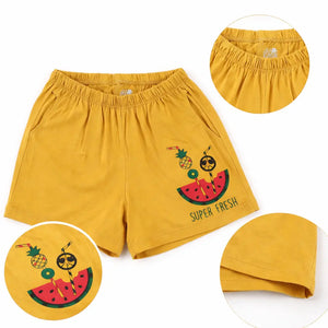 Spark Kids Black Daisy Cotton Shorts | Soft Drawstring Summer Shorts for Boys & Girls | Comfortable Casual Kids Wear Spark