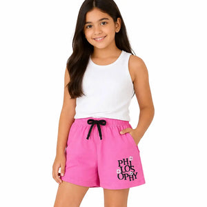 Spark Kids Black Daisy Cotton Shorts | Soft Drawstring Summer Shorts for Boys & Girls | Comfortable Casual Kids Wear Spark