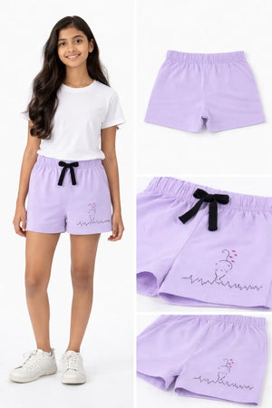 Spark Kids Black Daisy Cotton Shorts | Soft Drawstring Summer Shorts for Boys & Girls | Comfortable Casual Kids Wear Spark