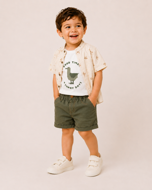 Boys Grey Cargo Style Shorts Soft Cotton Clothing Set BloomUp