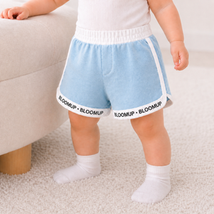 Kids Sky Blue Contrast Trim “Bloom Up” Shorts BloomUp