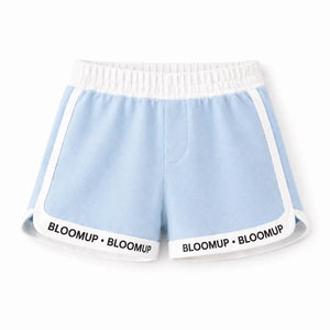BloomUp Kids Sky Blue Contrast Trim “Bloom Up” Shorts