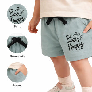 Spark Kids White Cotton Shorts with Bird Print | Soft Drawstring Summer Shorts for Boys & Girls | Lightweight Casual Kids Wear Spark