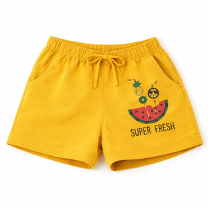 Spark Kids White Cotton Shorts with Bird Print | Soft Drawstring Summer Shorts for Boys & Girls | Lightweight Casual Kids Wear Spark