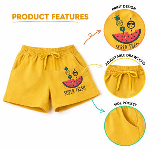 Spark Kids White Cotton Shorts with Bird Print | Soft Drawstring Summer Shorts for Boys & Girls | Lightweight Casual Kids Wear Spark