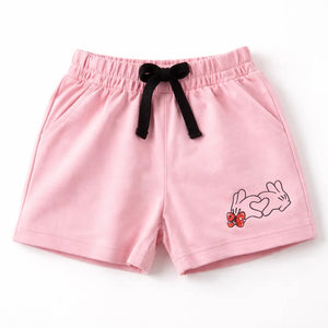 Spark Kids White Cotton Shorts with Bird Print | Soft Drawstring Summer Shorts for Boys & Girls | Lightweight Casual Kids Wear Spark