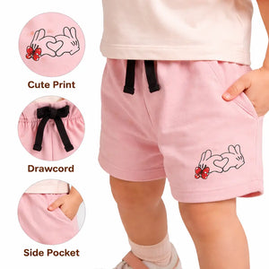 Spark Kids White Cotton Shorts with Bird Print | Soft Drawstring Summer Shorts for Boys & Girls | Lightweight Casual Kids Wear Spark