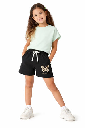 Spark Kids White Cotton Shorts with Bird Print | Soft Drawstring Summer Shorts for Boys & Girls | Lightweight Casual Kids Wear Spark