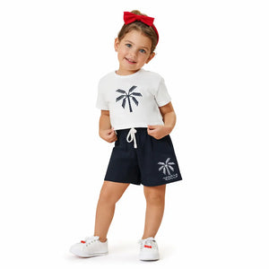Spark Kids White Cotton Shorts with Bird Print | Soft Drawstring Summer Shorts for Boys & Girls | Lightweight Casual Kids Wear Spark