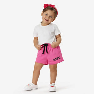 Spark Kids White Cotton Shorts with Bird Print | Soft Drawstring Summer Shorts for Boys & Girls | Lightweight Casual Kids Wear Spark