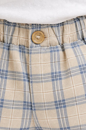 Spark Kids Blue Plaid Cotton Shorts | Smart Casual Checkered Summer Shorts for Boys Spark
