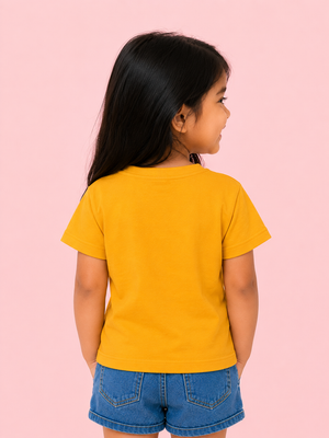 Yellow Pocket Detail T-Shirt for Kids – Soft Cotton Summer Wear Boys & Girls BloomUp