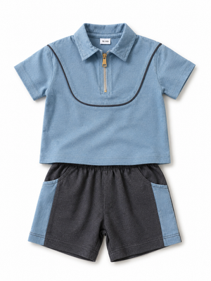Boys Blue Polo Shirt With Soft Cotton Clothing Set BloomUp