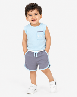 Boys Red Sweat Shorts With Soft Cotton Clothing Set BloomUp