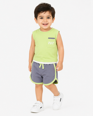 Boys Navy Sweat Shorts With Soft Cotton Clothing Set BloomUp