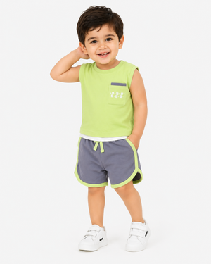 Boys Navy Sweat Shorts With Soft Cotton Clothing Set BloomUp
